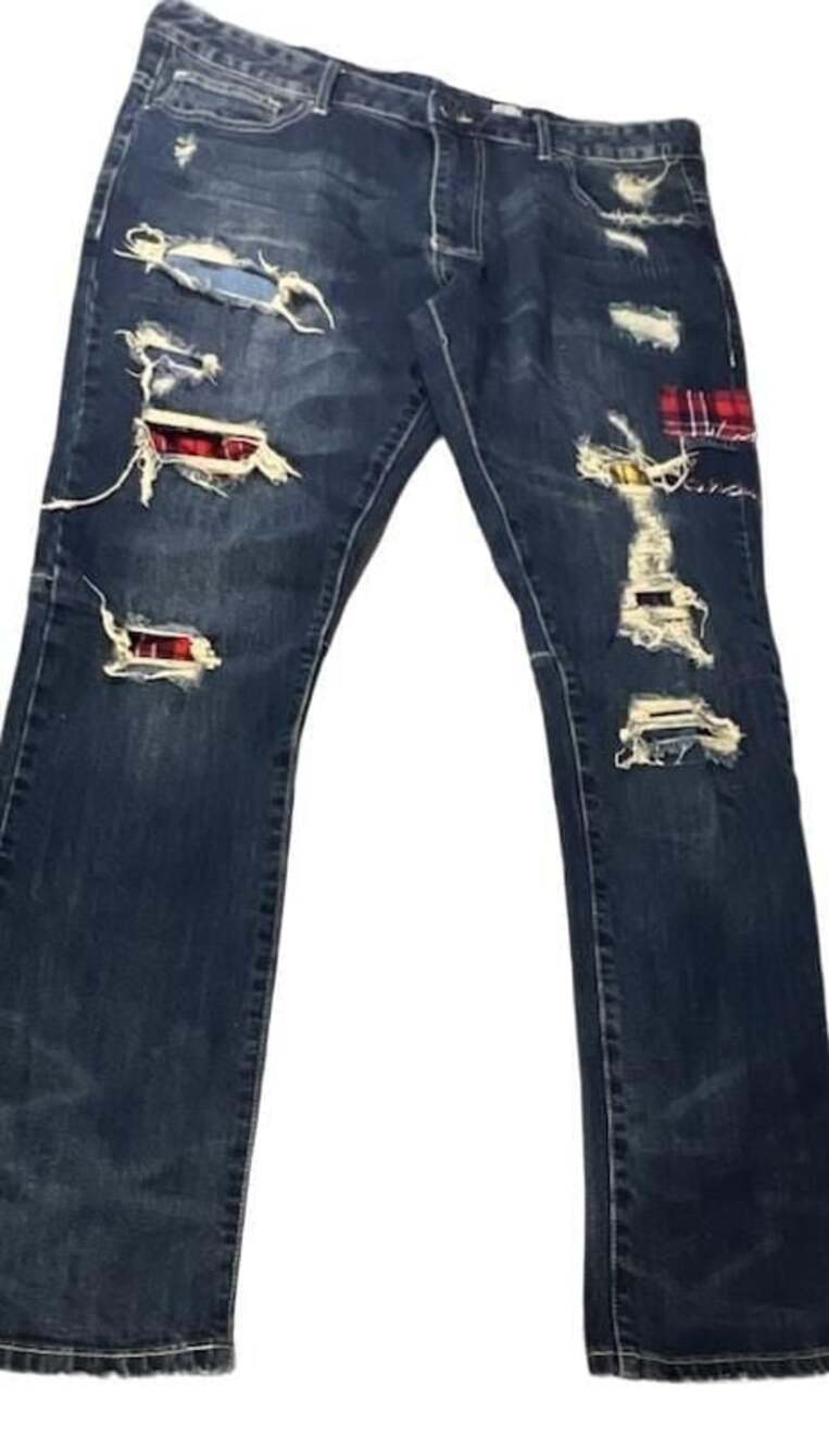 Smoke Rise Japanese Brand Patchwork Distressed Denim Jeans